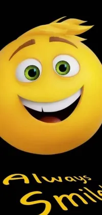 This live mobile wallpaper features a glowing yellow face with an emo style and multiple emoticons such as smiley faces and winks