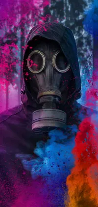 Gas Mask Purple Art Live Wallpaper