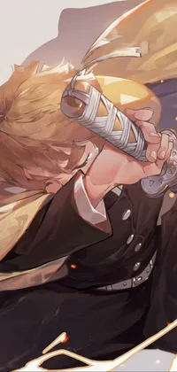 Feel the rush of adrenaline as you set your eyes on this dynamic phone live wallpaper showcasing an animated sword-wielding character