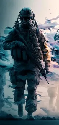 Gesture Snow Military Camouflage Live Wallpaper