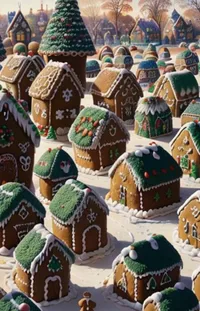 Gingerbread Village in Winter Live Wallpaper