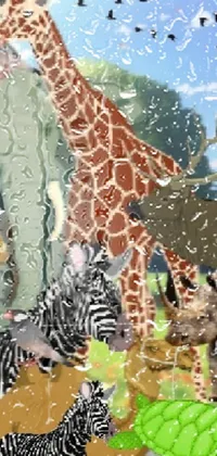 Giraffe Giraffidae Water Live Wallpaper