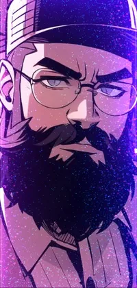 Glasses Beard Purple Live Wallpaper
