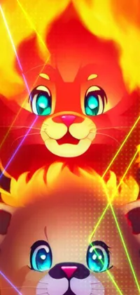 This live wallpaper for your phone features an adorable illustration of two cats, created with a technique called "furry art