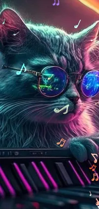 Glasses Cat Light Live Wallpaper