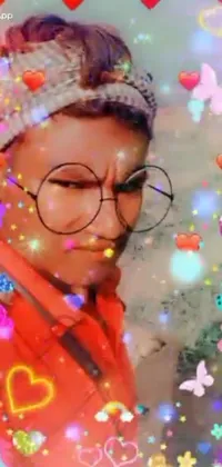 Get a joyful and unique live wallpaper for your phone now! Enjoy the close up of a person wearing glasses in a colorful, artistic style