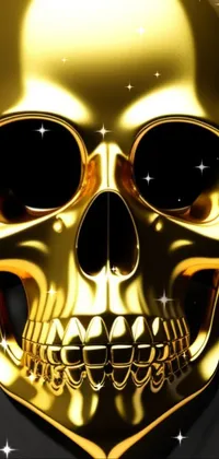 Looking for a stylish and bold live phone wallpaper to elevate your device's look? Check out this gold skull mask on a black background! Crafted by a talented shutterstock digital artist, this high-quality design features a polished metallic surface and a high angle close-up shot that will make your phone stand out