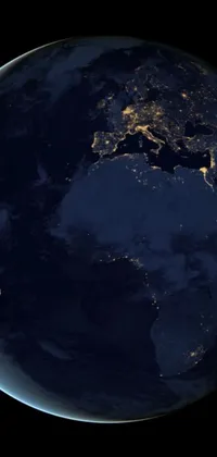 This phone live wallpaper features a stunning view of planet earth at night from space