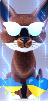 This cat-inspired live phone wallpaper features a playful close-up of a furry feline sporting stylish sunglasses
