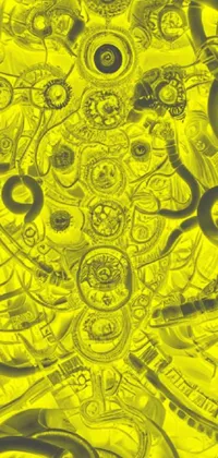 This live wallpaper is an intriguing piece of generative art that features a clock design against a bright yellow background