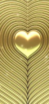 This is a live wallpaper for your phone featuring a golden heart on a background of shining gold