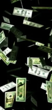 This captivating live wallpaper features a stunning display of cash in motion