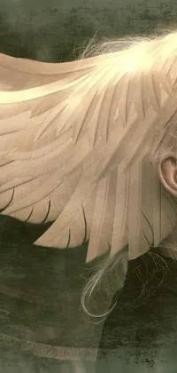 This mesmerizing live wallpaper features a close-up shot of an ethereal being with wings on their head