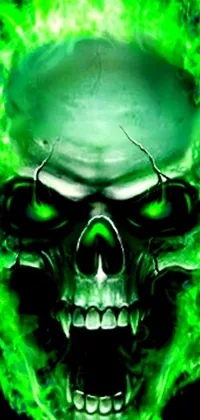 If you're a fan of intense and mystical themes, this phone live wallpaper is for you! Featuring a green fire skull on a black background, this wallpaper is sourced from DeviantArt and showcases a soul hoarder who will go to any lengths to preserve its treasures