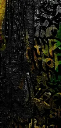 This entertaining phone live wallpaper features a vibrant painting with a graffiti design in a deep jungle texture