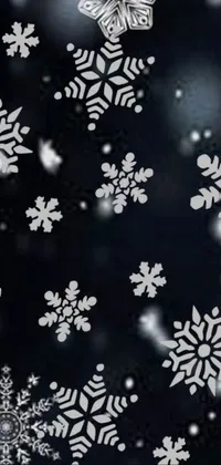 Experience a serene winter-inspired phone live wallpaper with intricate snowflakes depicted in a cartoon style
