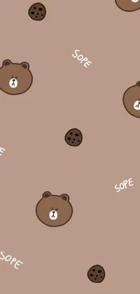 This phone live wallpaper features a cute cartoon brown bear against a matching brown background