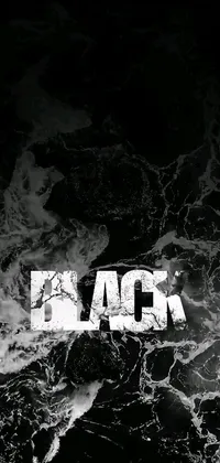 This live wallpaper showcases a captivating black and white photograph of the ocean covered in black goo, accompanied by a dark and alluring main color of black