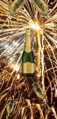 This live wallpaper features an exquisite bottle of champagne with a stunning display of fireworks in the background, adding a touch of elegance to your phone display