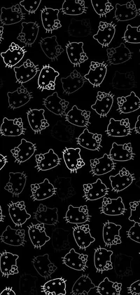 This phone live wallpaper showcases a black and white cat design created using vector art