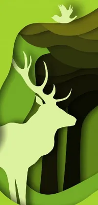 This live phone wallpaper features a serene scene with a lifelike deer standing in lush grass