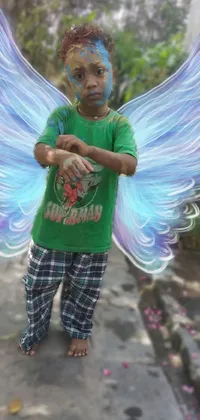 This stunning phone live wallpaper showcases a vibrant airbrush painting of a little boy standing in the street