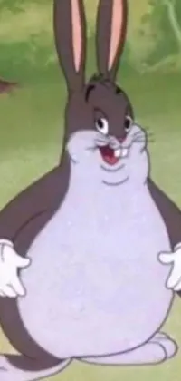 This live wallpaper for your phone features an animated and eccentric rabbit standing in grassy fields