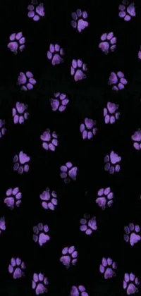 Display a stunning purple dog paw print on your phone with this live wallpaper