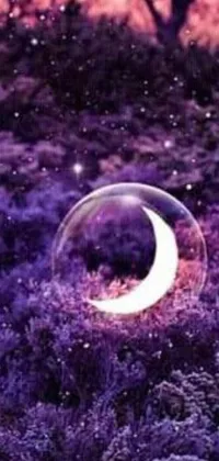 Looking for a breathtaking live wallpaper that will bring a touch of magic to your phone? Check out this stunning design! Featuring a mesmerizing purple field with a beautiful crescent moon glowing in the center, this wallpaper evokes a sense of enchantment and wonder