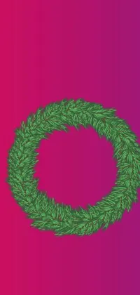 Add some festive charm to your phone with this digital live wallpaper! The design features a simple yet gorgeous green wreath against a vibrant background of pink and purple shades