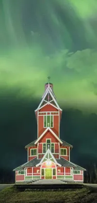 Add some red-and-green charm to your phone with this live wallpaper featuring a stunning building and a vivid sky