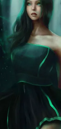 Green Aqua Black Hair Live Wallpaper