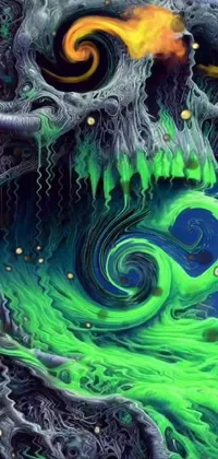 Green Art Paint Liquid Live Wallpaper