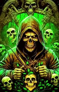 Green Art Skull Live Wallpaper