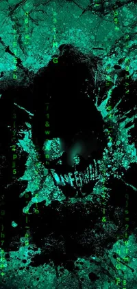 This live wallpaper features a black and green skull and crossbones inspired by an album cover or artwork found on DeviantArt