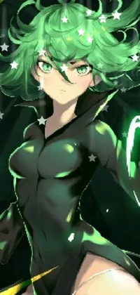 Green Cartoon Black Hair Live Wallpaper