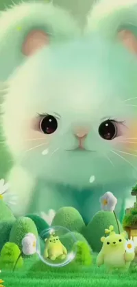 Green Cat White Live Wallpaper