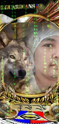 This live phone wallpaper depicts a stunning high-resolution photograph of a man and a wolf, thoughtfully designed to add a touch of sophistication to your digital experience
