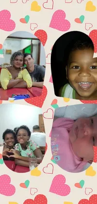 This live wallpaper displays a collage of happy family photographs with a child and a woman