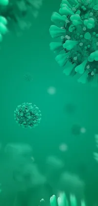 Looking for an intriguing live wallpaper for your phone? Check out this stunning green virus theme! The microscopic photo captures the detail of the viruses in 3D, bringing them to life on your phone's screen