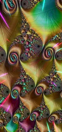 This stunning phone live wallpaper features a mesmerizing computer generated image with colorful and intricate fractal patterns inspired by the discovery of fractal geometry