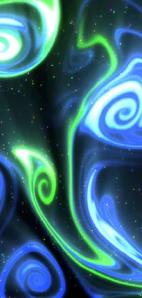 Step into a world of swirling green and blue with this stunning phone live wallpaper