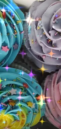 Get lost in the sweet and whimsical world of this cupcake-themed live wallpaper