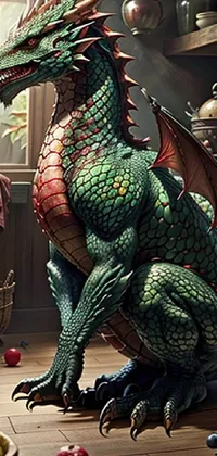 Green Mythical Creature Statue Live Wallpaper