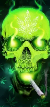 Looking for a distinct, eye-catching live wallpaper for your phone? Check out this awesome design featuring a green skull with a cigarette in its mouth