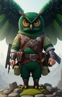 Green Owl Art Live Wallpaper