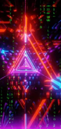 Looking for an edgy, cyberpunk-inspired phone wallpaper? Look no further! This live wallpaper features a computer screen with a neon triangle that glows on your phone screen