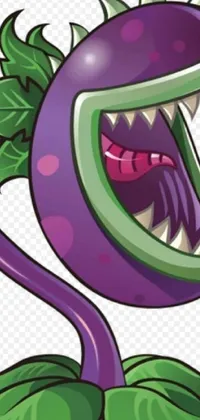 Experience the delightful charm of a cartoon carnivorous purple plant with this unique live wallpaper for your phone! Its open mouth and Clash of Clans style make it perfect for gamers and plant enthusiasts alike