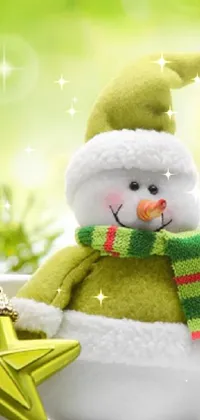 Green Snowman Ornament Live Wallpaper