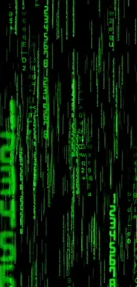 Get a futuristic and techy vibe on your phone screen with this green and black ASCII art live wallpaper